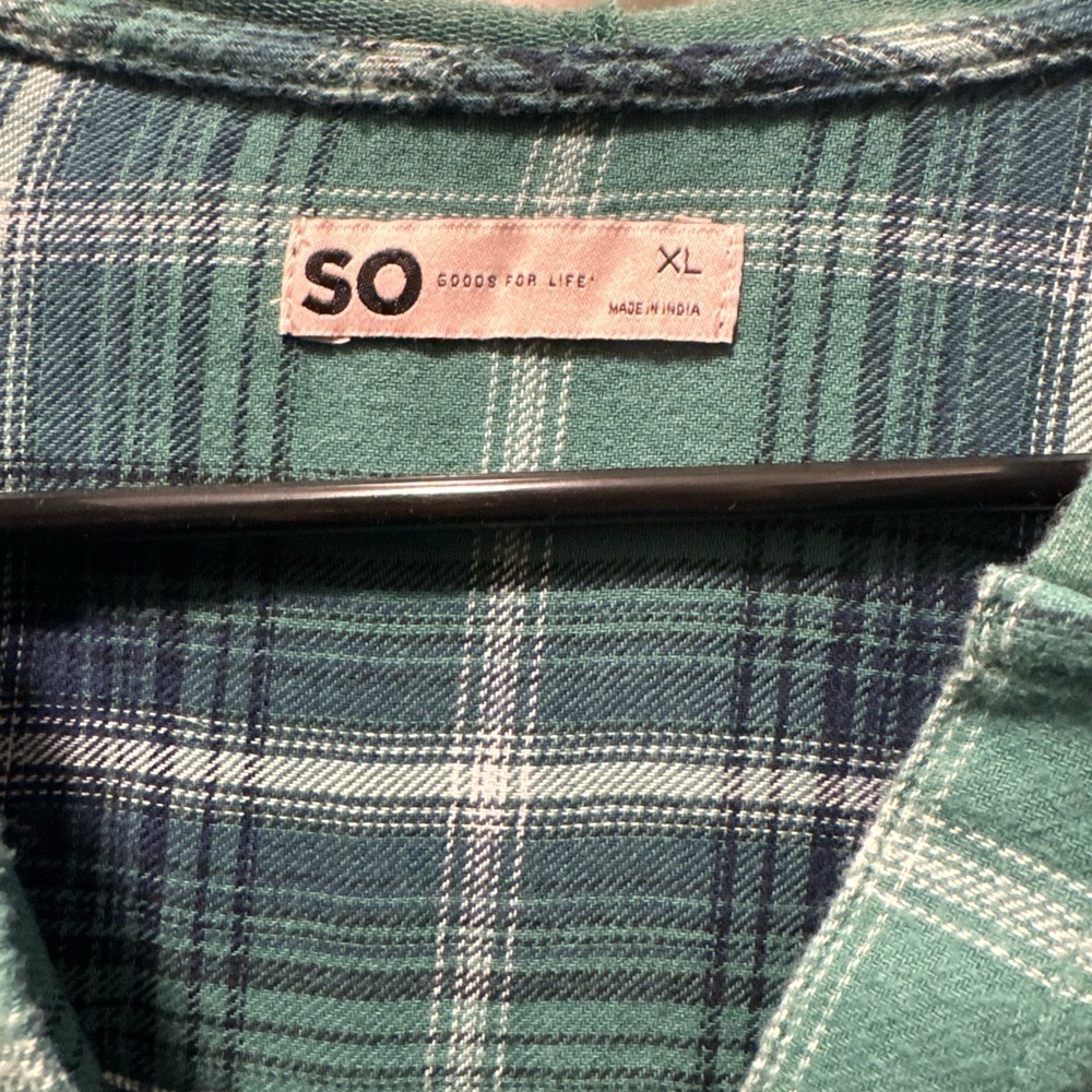 SO Green and Blue Plaid Hoodie - Picture 3 of 3